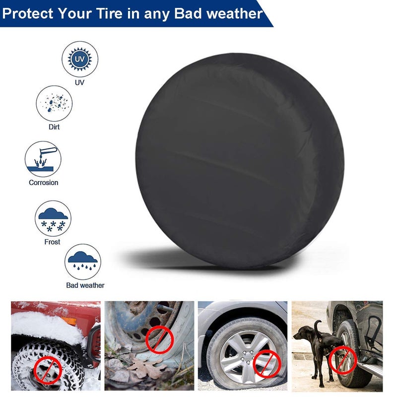 Aebitsry Tire Covers for RV Wheel, (4 Pack) Wheel Covers Waterproof Oxford Sun UV Tires Protector for Trailer, Camper,Universal Fits 24" to 32" Car Tire Diameter (Black, 27"-29") - Image 5